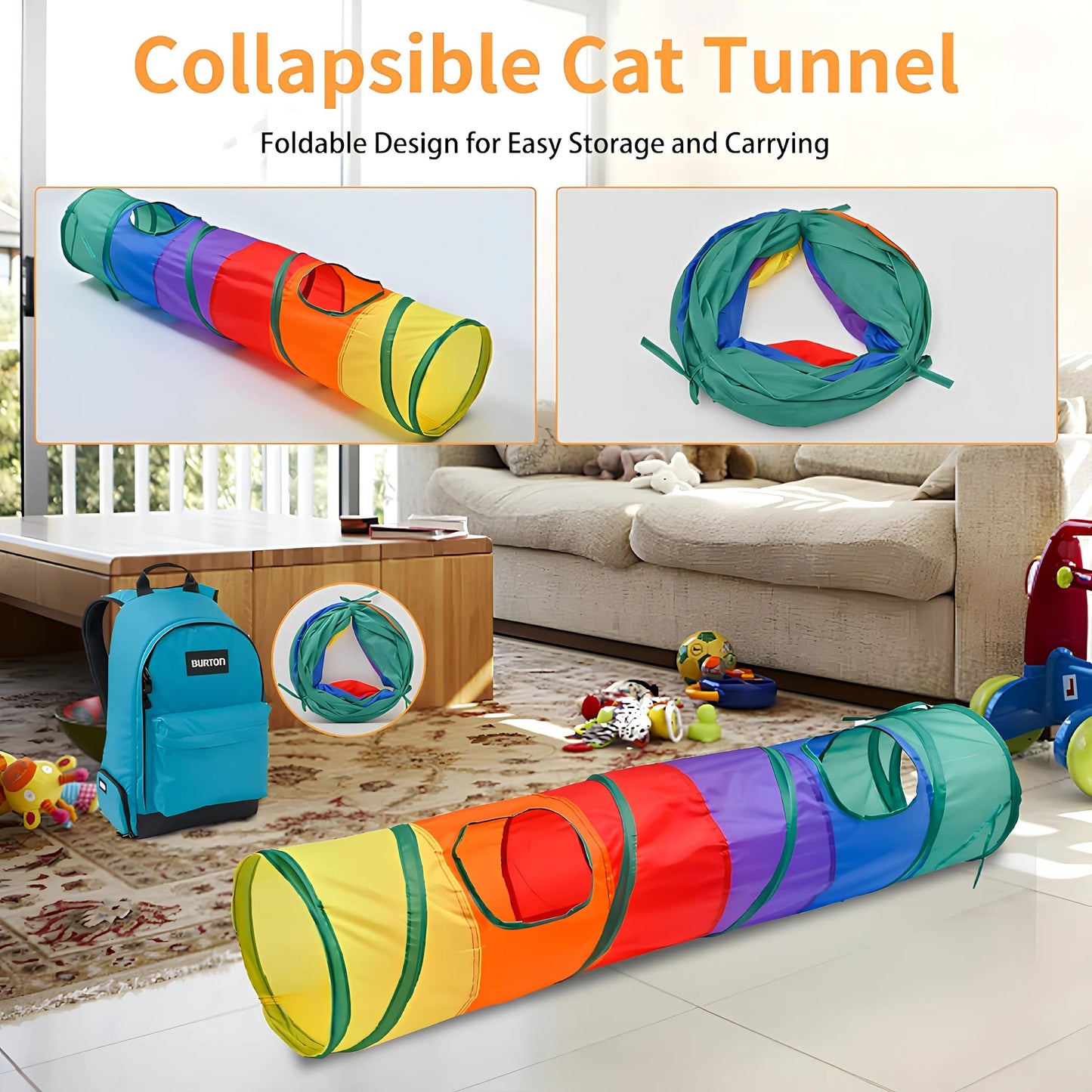 Interactive Cat Tunnel – Collapsible Hide & Seek Toy