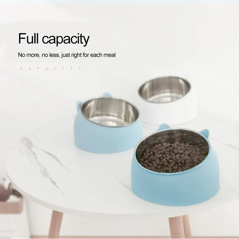 Inclined Stainless Steel Pet Bowl – Easy to Clean