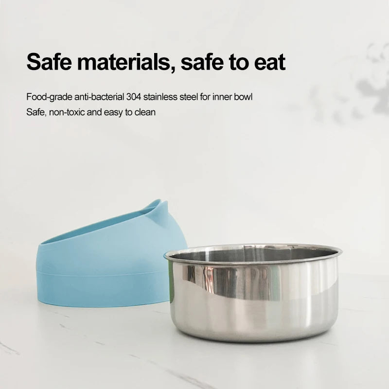 Inclined Stainless Steel Pet Bowl – Easy to Clean