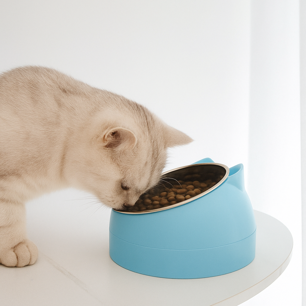 Inclined Stainless Steel Pet Bowl – Easy to Clean