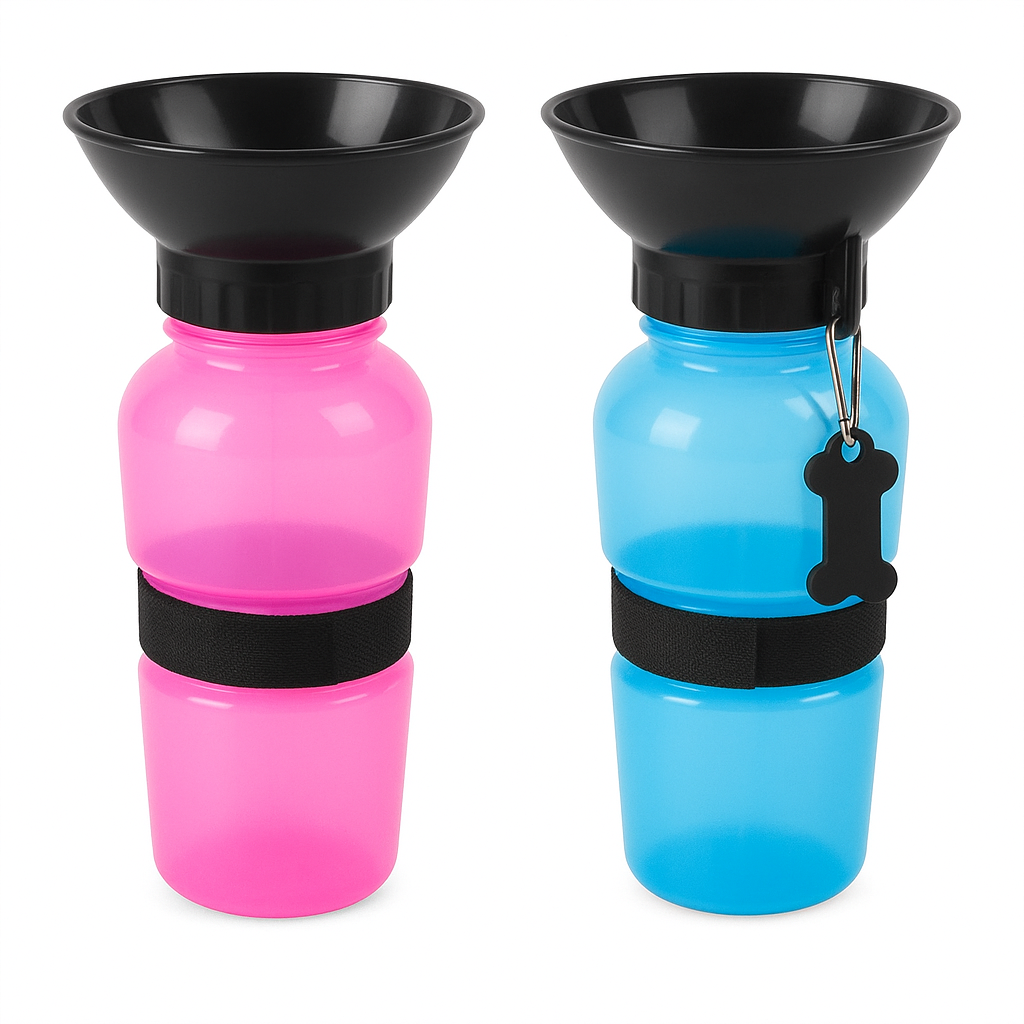 Portable Pet Water Bottle with Bowl – 500ml