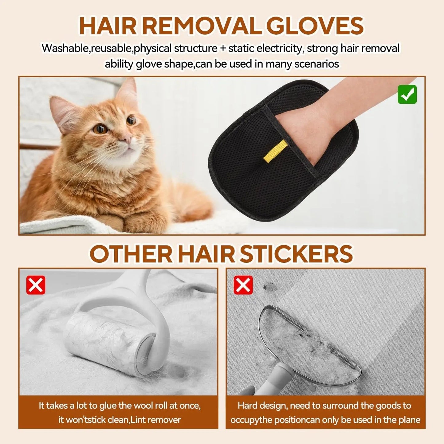 Pet Hair Removal Gloves – Reusable Grooming Tool
