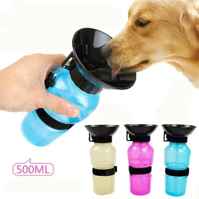 Portable Pet Water Bottle with Bowl – 500ml